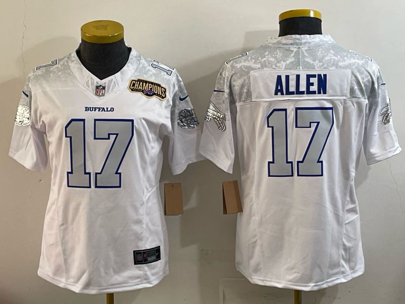 Women 2025 Buffalo Bills #17 Allen white 5th generation Throwback Nike Limited NFL Jersey style 007